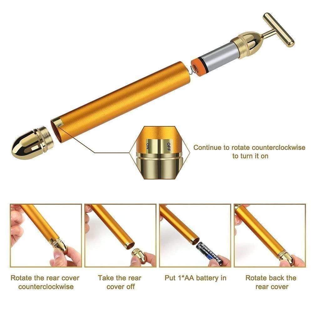 24K Gold  Bar Electric Facial Massage Roller